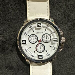 Geneva Silver and White Chronograph Watch